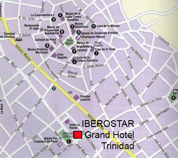 Map of Trinidad, Cuba
