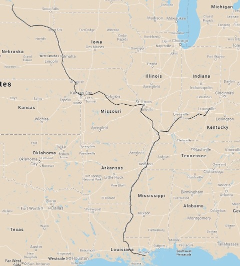 Duke Paul's exploration route, 1822-1824