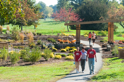 Students Walking in The Gardens st SIUE