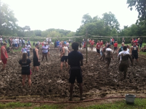 Teams play mud volleyball at SIUE.