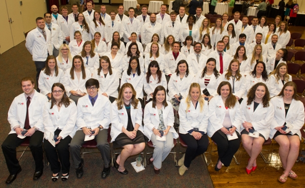 SIUE School of Pharmacy year three students at their Pinning Ceremony.