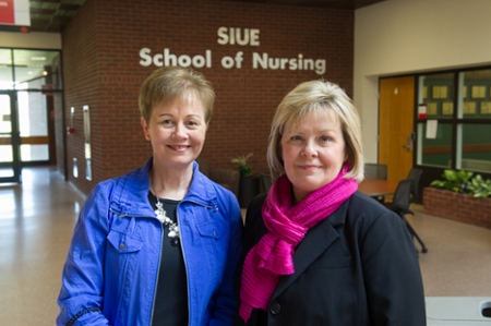 (L) Dr. Kathy Ketchum, assistant dean for graduate programs in the SIUE School of Nursing and (R) Dr. Janice Joplin, associate dean in the SIUE School of Business.