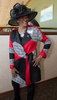 Mary Trice’s ensemble showcased SIUE pride with red and black accents, and earned the best hat award.