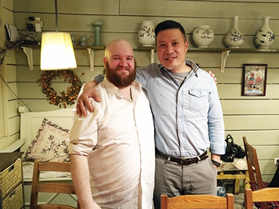 (L-R) In March, SIUE alumnus David Holloway reunited with Jason Yu, PhD, associate professor in the Department of Mass Communications, in Beijing.