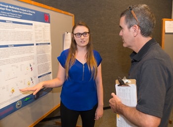 Taylor Erickson, a rising sophomore at California State University San Marcos, describes the findings of her team’s research project. 