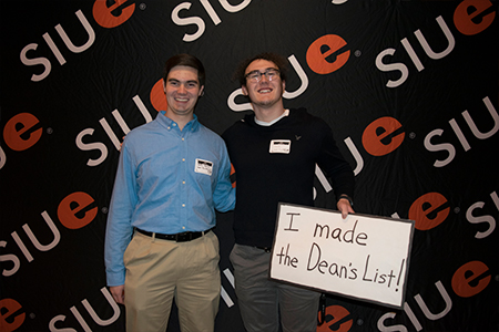  (L-R) Matthew Hopkins and Austin West were among those honored during the University Housing Dean's List reception.