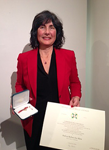 SIUE non-credit Italian instructor Barbara Klein, founder and president of the Italian Film Festival USA, received the Knight of the Order of the Star of Italy.