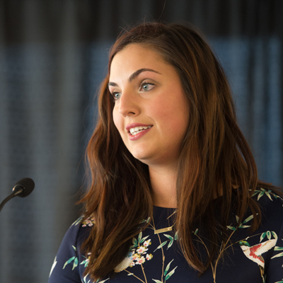 Student Representative Council President Nikolina Golob, a third-year pharmacy student from St. Louis, served as the master of ceremonies during the SIUE School of Pharmacy's Scholarship and Awards Program.