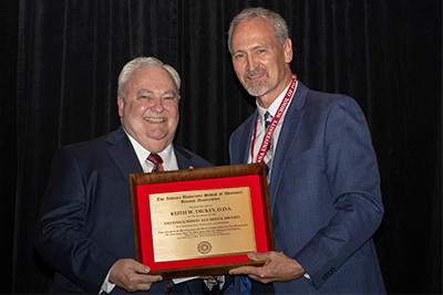 Dr. Rob Eversole, president of the IUSD Alumni Association presented the 2018 Distinguished Alumni Award to Dr. Keith Dickey.