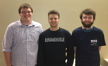 Winning the local ACM International Collegiate Programming Competition were SIUE senior computer science majors (L-R) Zach Anderson, Dane Johnson and John Bentley.