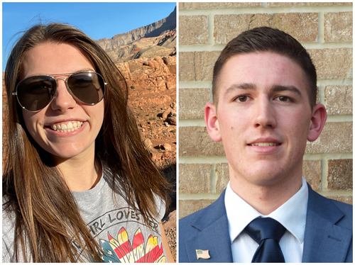 (L-R) Currently deployed SIUE students Audrey Stark, a sophomore pursuing a bachelor’s in political science, and Lucas Maue, a junior majoring in business finance. 