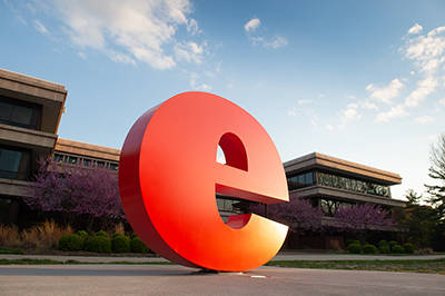 The ‘e’ sculpture on the SIUE campus in Edwardsville.