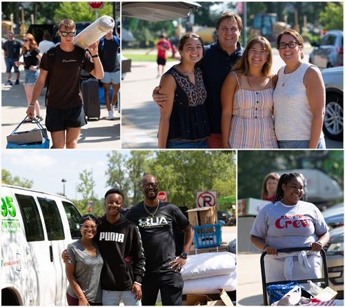 SIUE first-year students move-in to their residence halls with help from student, faculty and staff volunteers. 