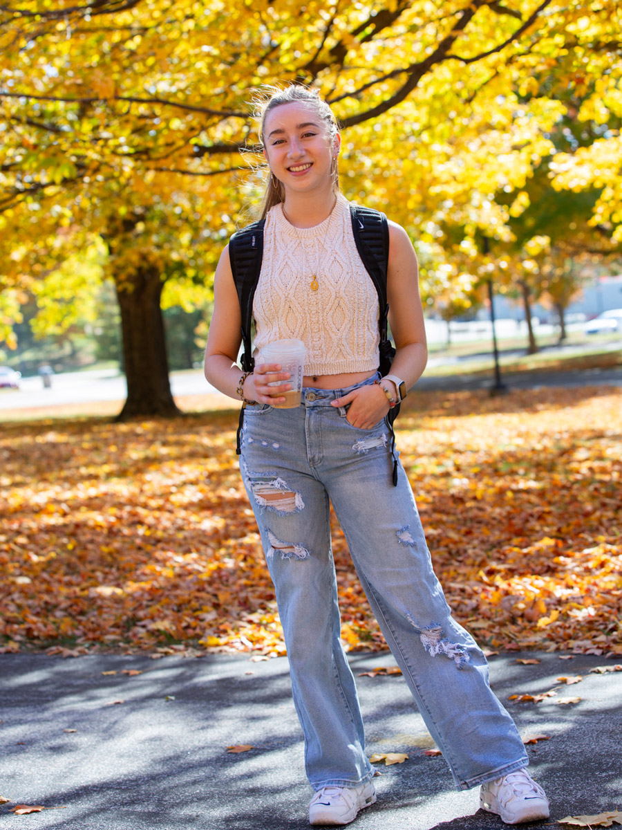 SIUE student smiling on campus.