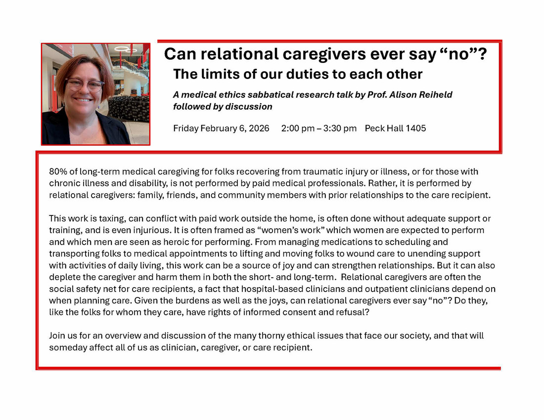 Dr. A. Reiheld presents: "Can relational caregivers ever say 'no'?"