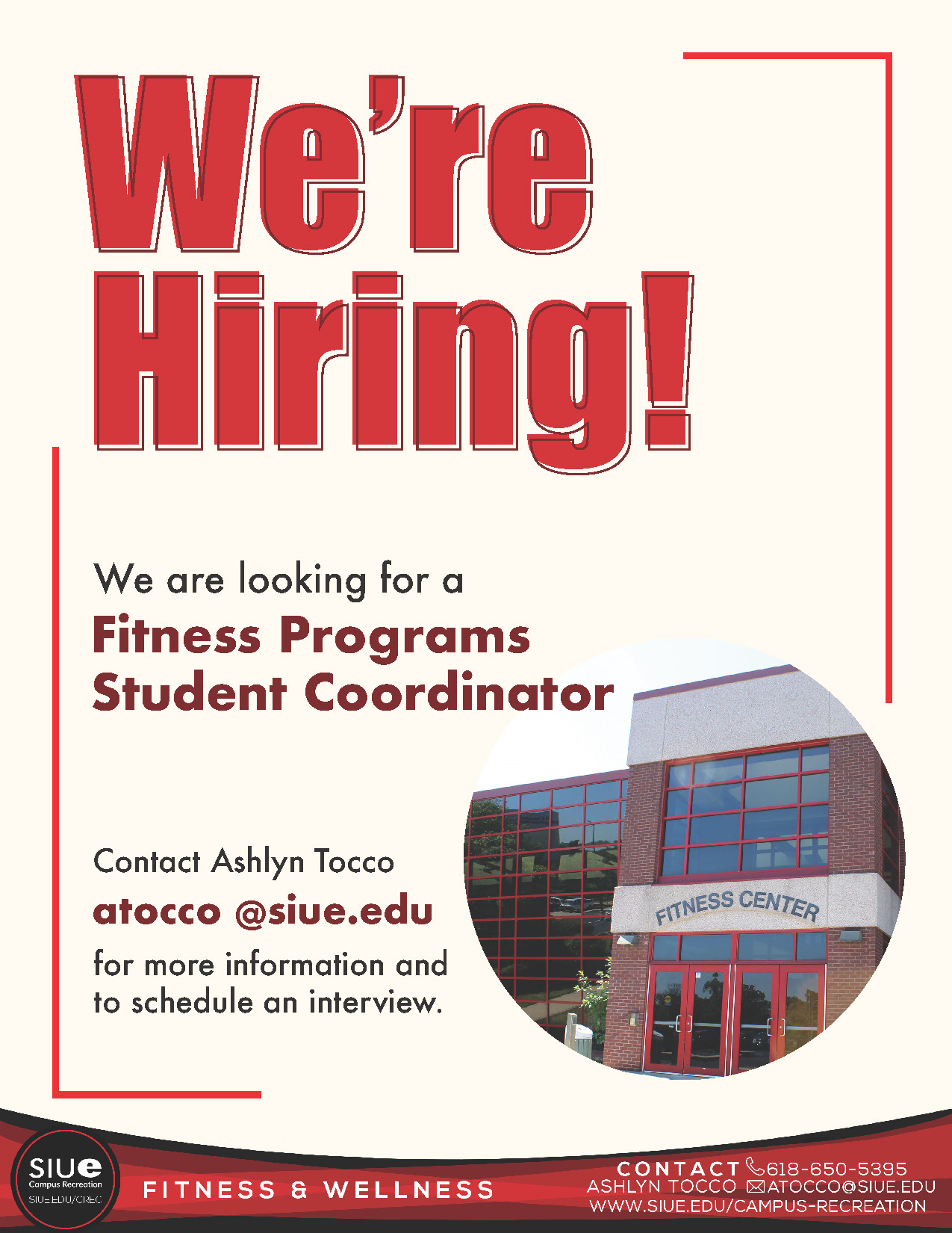 We're Hiring: Fitness Programs Student Coordinator