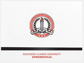 A sample similar to a buisness card portraying the SIUE insignia
