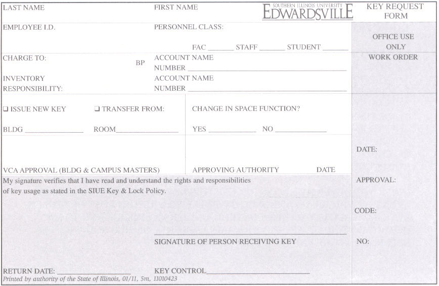 Request & Access Forms Facilities Management SIUE