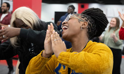 SIUE student dancing.