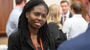 woman at professional networking event
