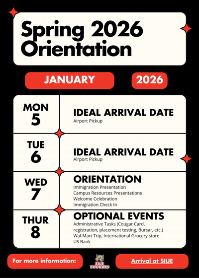 Spring 2026 Orientation Week Schedule