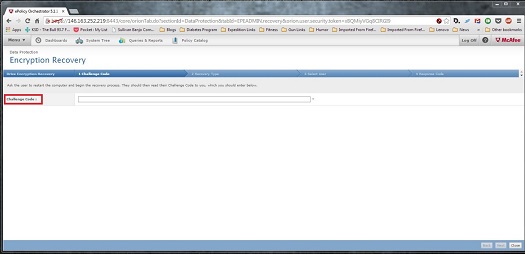 picture of the encryption recovery page