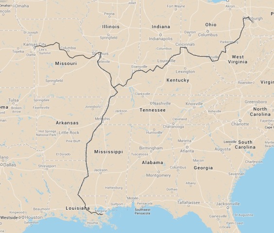Collot's exploration route in 1796