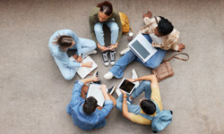 Students studying at a table.
