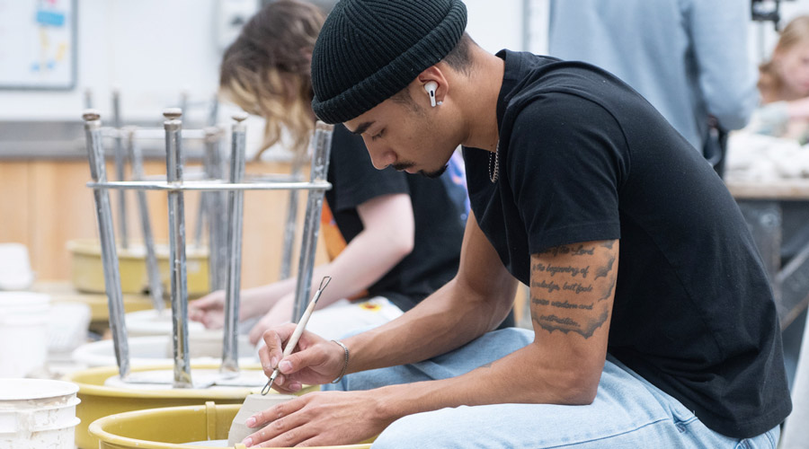 Students working on a project.