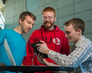 AR Exam creators Jeff Augustine, Gage Hugo and Erik Neeley will graduate from SIUE in December.