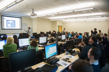 Tongmyong University students present their senior design project.