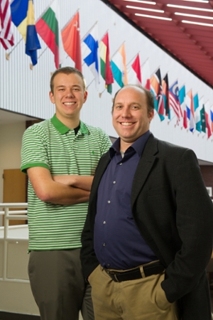 URCA Assistant James Moss and Mark Poepsel, assistant professor of mass communications