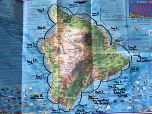 Decker lays out her route on a map of the Big Island.