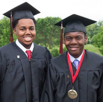 (L-R) Praither Williams, an SIUE Meridian Scholarship recipient, and Charter High School Class of 2017 Valedictorian Courtney Oakley.