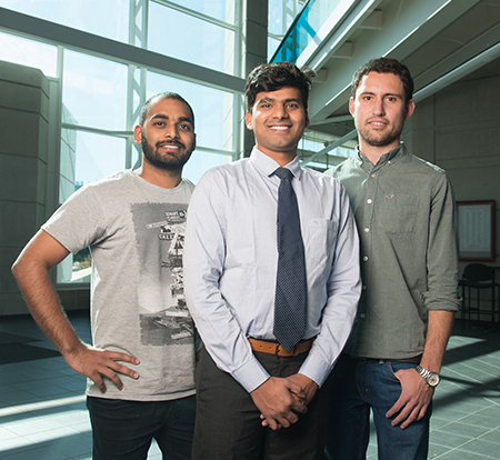 SIUE industrial engineering graduate students Narayana Kurapati, Naga Maddali and Cem Yaba.