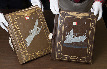 The Dorris William Wilton Collection scrapbooks feature beautiful, unique details on the covers.