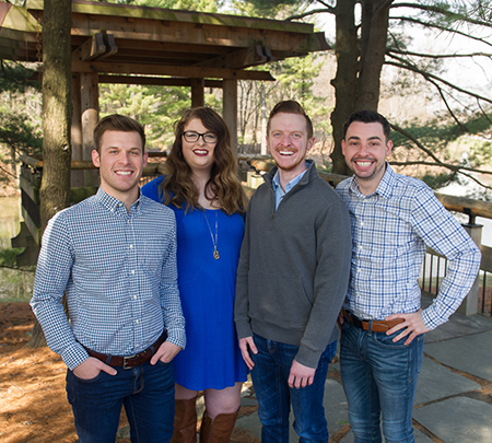 Four SIUE Department of Applied Communication Studies undergraduates pursuing their senior assignment project in public relations helped coordinate the Grow the Gardens event. The students are (L-R) Matthew Zahn, of Belleville, Alyssa Almasalmeh, of Creve Coeur, Mo., Luke Jansen, of Effingham, and Ethan Massey, of Marine.