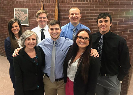 Partnering with Gateway 180 for their Senior Assignment were SIUE corporate and organizational communication students (back L-R) Maria Miller, Joey Miles, James Moss, Austin Glendinning, (front L-R) Bri Leifker, Sam Butler and Mariah Vollmer.