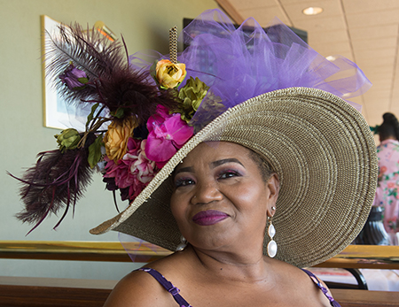 Antoniee Mann, of St. Louis, earned the Best Hat award at the SIUE Meridian Derby.
