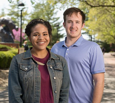 SIUE URCA student awardees Maika Miller (front) and Clayton Donald.