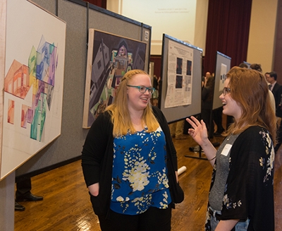 SIUE's Haley Mason, a senior in the Department of Art and Design, shared information on her project, 