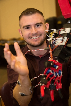 URCA Associate Logan Sherrill demonstrated his work in the creation of a robotic prosthetic hand.