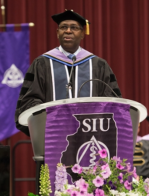 Leo E. Rouse, DDS, was the featured speaker during the SIU SDM commencement ceremony. 
