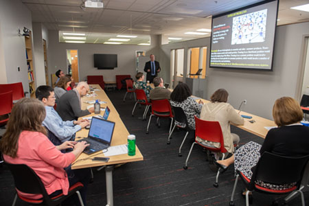 In preparation for SIUE’s Digital Community Engagement Pathway, SIUE faculty attended a workshop hosted by James Liszka, PhD. 