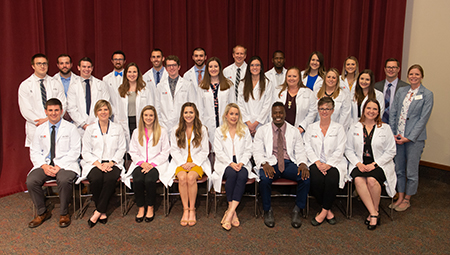 The SIUE School of Nursing (SON) recognized 25 nurse anesthesia doctoral candidates for the hard work they have put into preparing for their clinical training in anesthesia with a White Coat Ceremony on Friday, May 3.