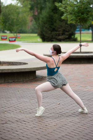 SIUE freshman Kiarra Brimm dances on the Quad during the first week of the fall semester.