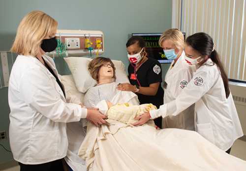 SIUE School of Nursing students and faculty engage in simulation learning in the School’s new clinical simulation lab. 