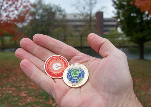 The SIUE STEM Center will award a geocoin to individuals who visit at least three of the Center’s six EarthCache sites.