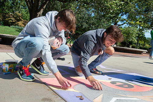 Beautiful displays blanketed the Stratton Quad as artists took part in the chalk mural contest.