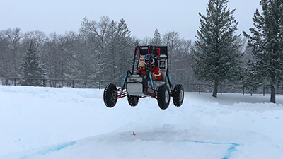 SIUE engineering student Nathan Buss competes during the Blizzard Baja.